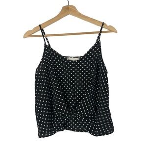 Boutique Lush Black White Polka Dot Twist Front Cami Tank Top XS